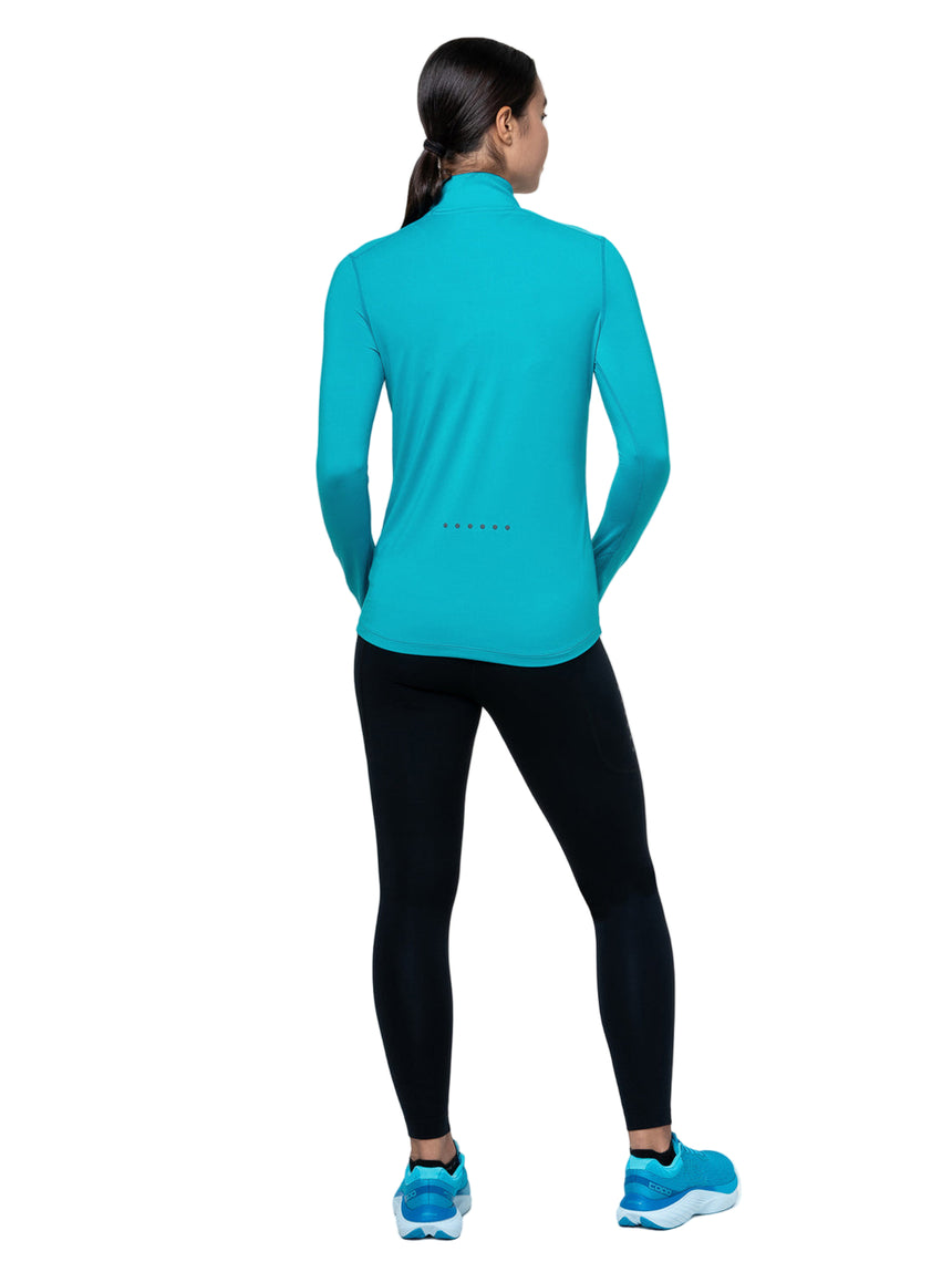 Ronhill Women's Core Thermal 1/2 Zip Outdoor Action Azure/Bright White - Back Fit