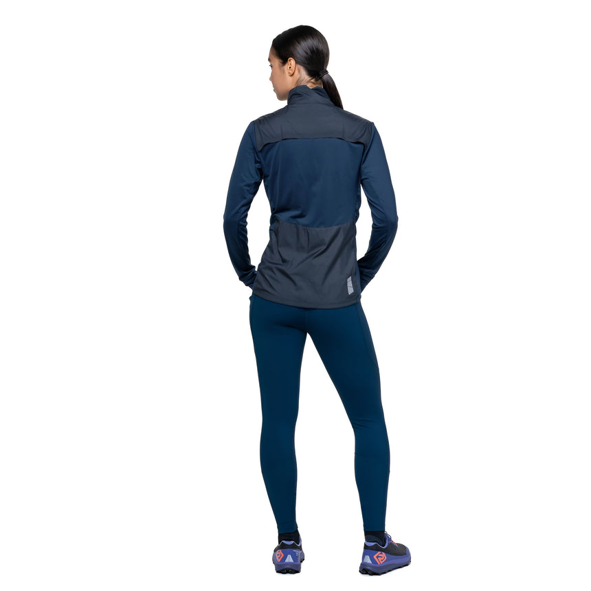 Ronhill Women's Tech Wind-Block 1/2 Zip Outdoor Action Dark Navy/Dusty Tulip- Back Fit on Model