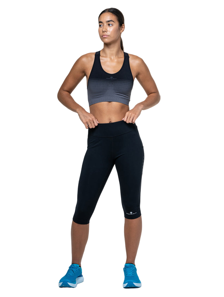 Ronhill Women's Core Capri Outdoor Action All Black- Front fit on Model