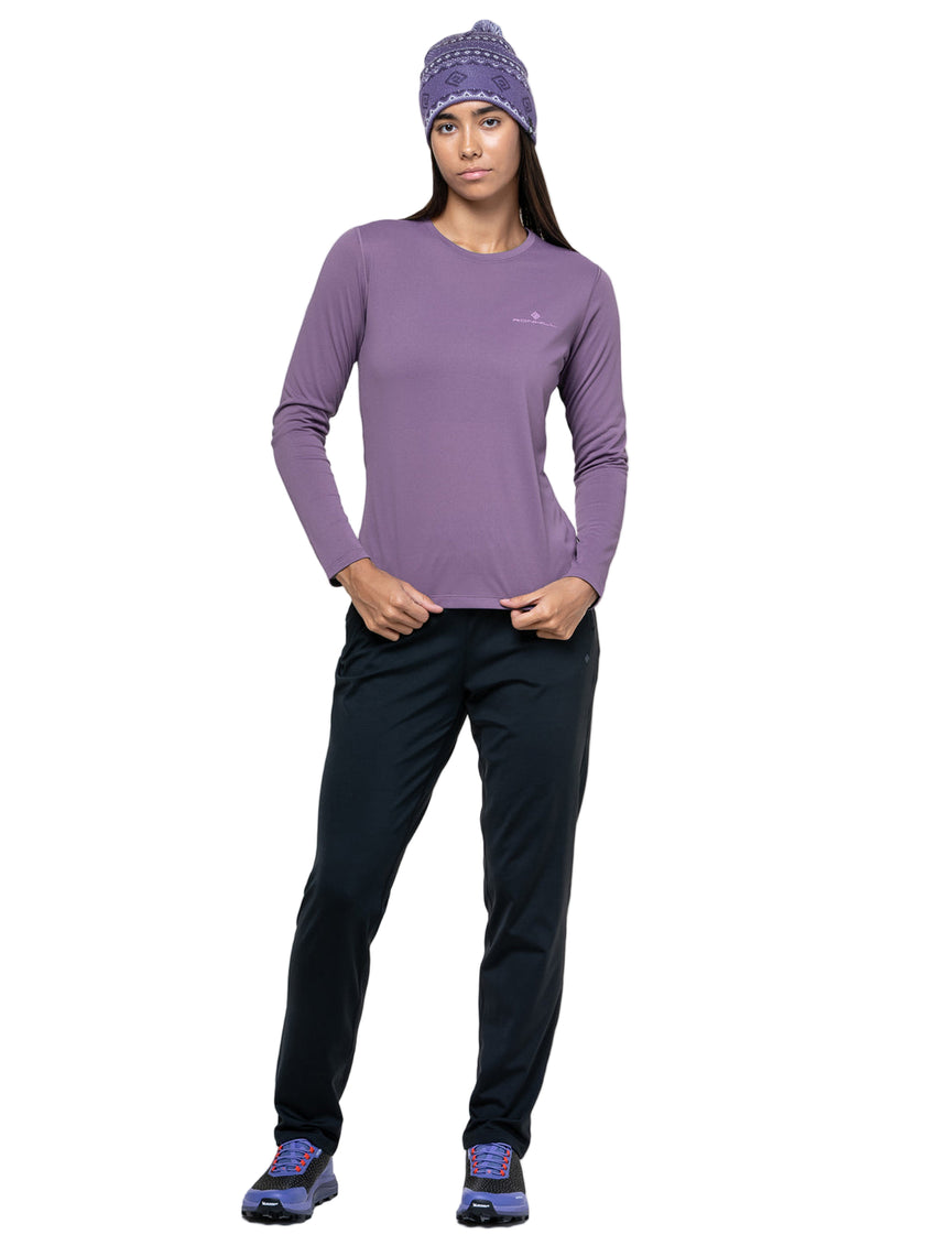 Ronhill Women's Core L/S Tee Outdoor Action Dark Iris/Iris- Front Fit on Model