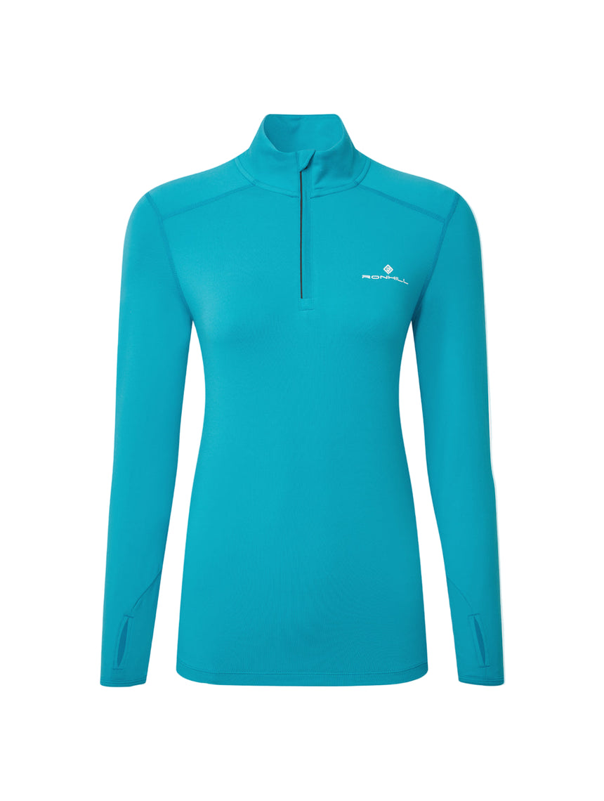 Ronhill Women's Core Thermal 1/2 Zip Outdoor Action Azure/Bright White- Front