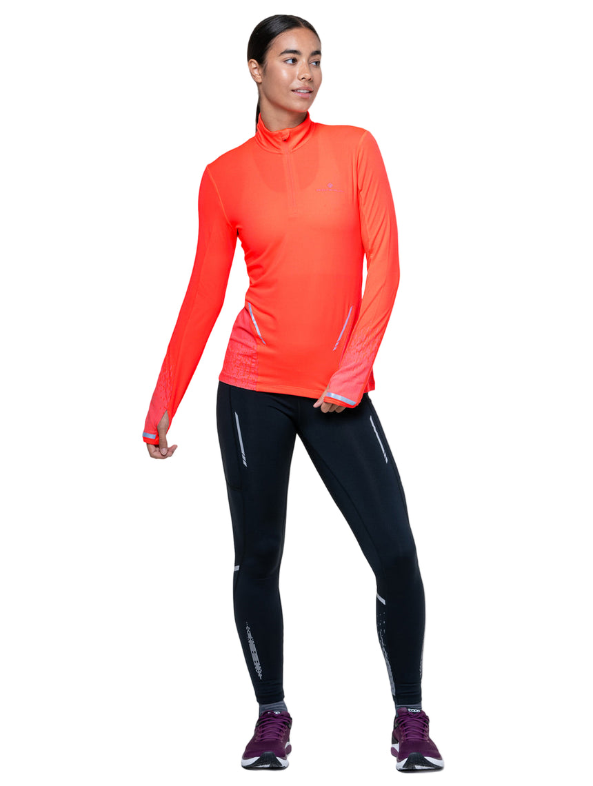 Ronhill Women's Tech Reflect 1/2 Zip Outdoor Action Hot Coral/Reflect-