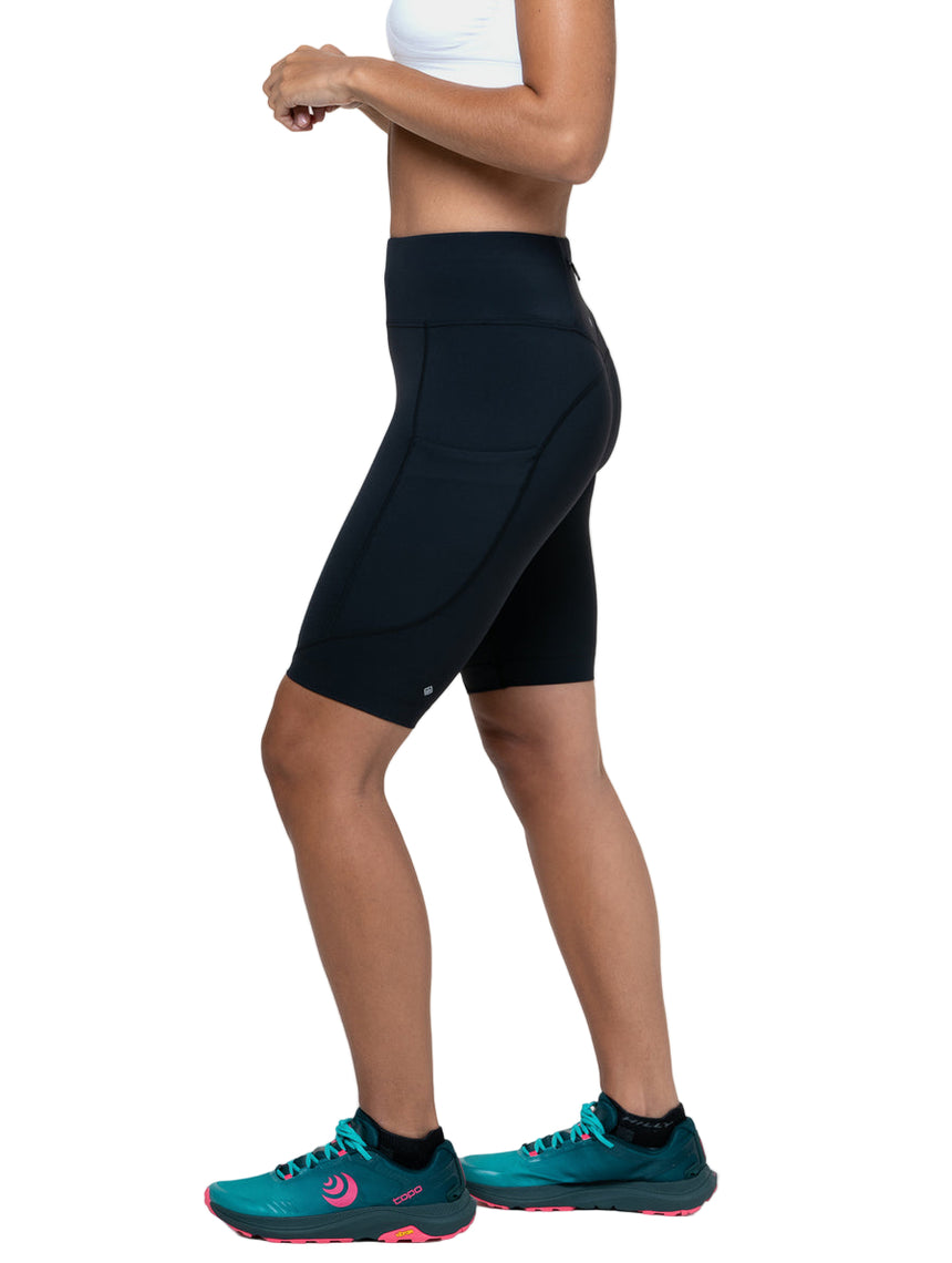Ronhill Women's Tech Stretch Short Outdoor Action All Black- Thigh tuck pocket