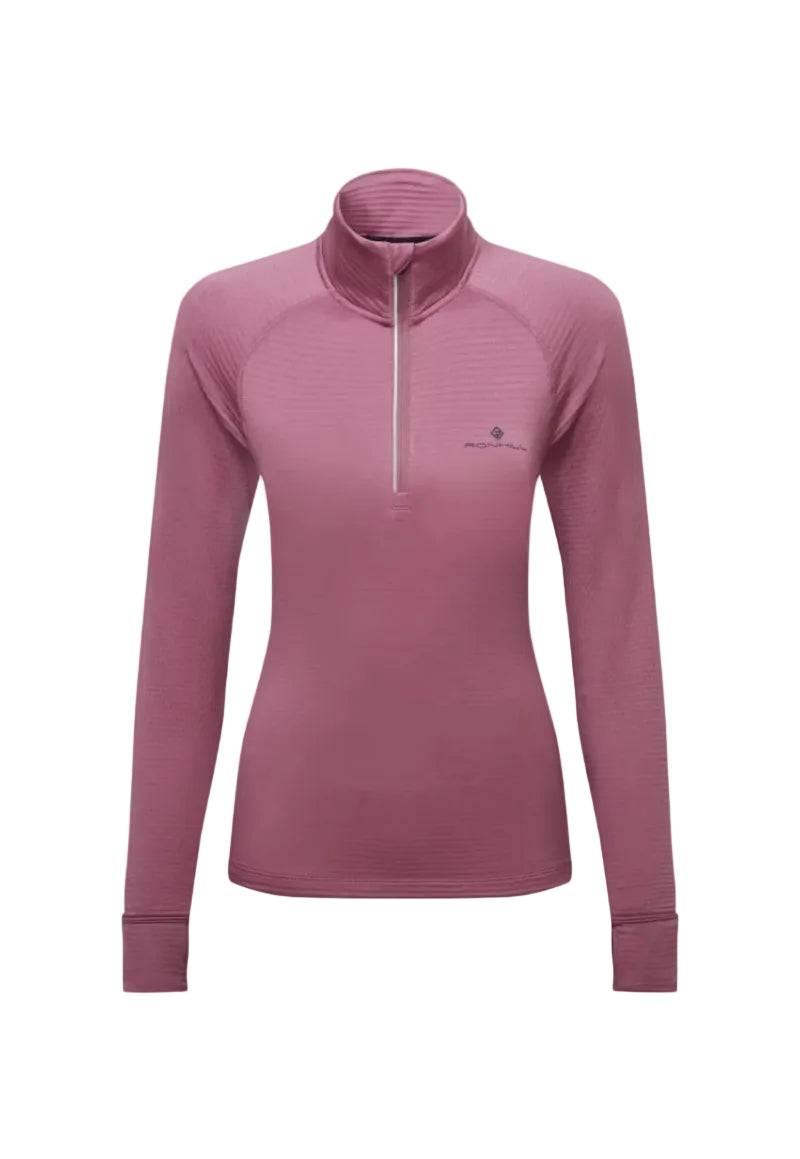 Ronhill Women's Tech Winter 1/2 Zip Outdoor Action Dusty Tulip/Dark Navy- Front