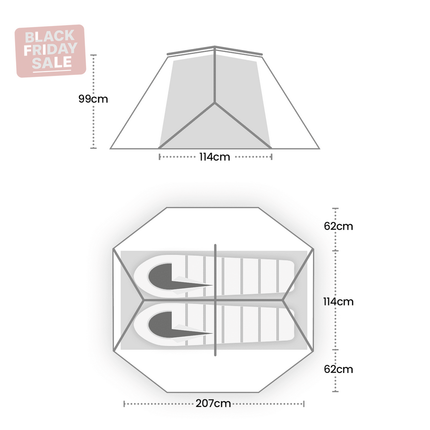 Terra Nova Northern Lite 2 Tent Outdoor Action- Tent Dimensions