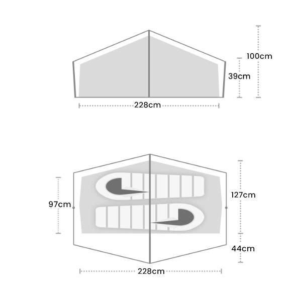 Terra Nova Norte Compact 2 Tent Outdoor Action- Floorplan