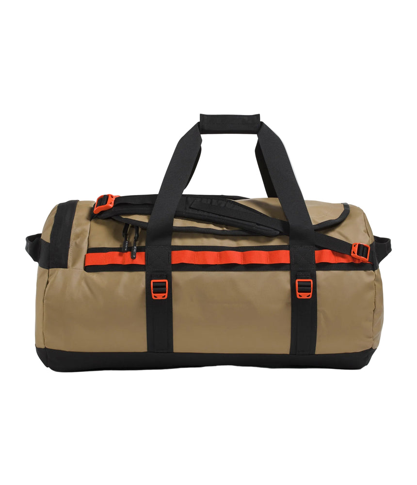 The North Face Base Camp Duffel Medium in Cedar/TNF Black - front view showing water-resistant recycled fabric construction