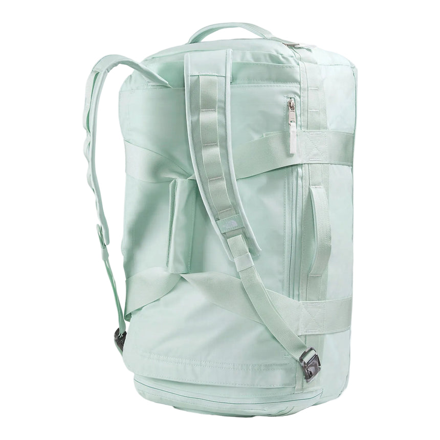 The North Face Base Camp Voyager Duffel 42L Opal Frost-Pearl/Stone White Back Angle Backpack View