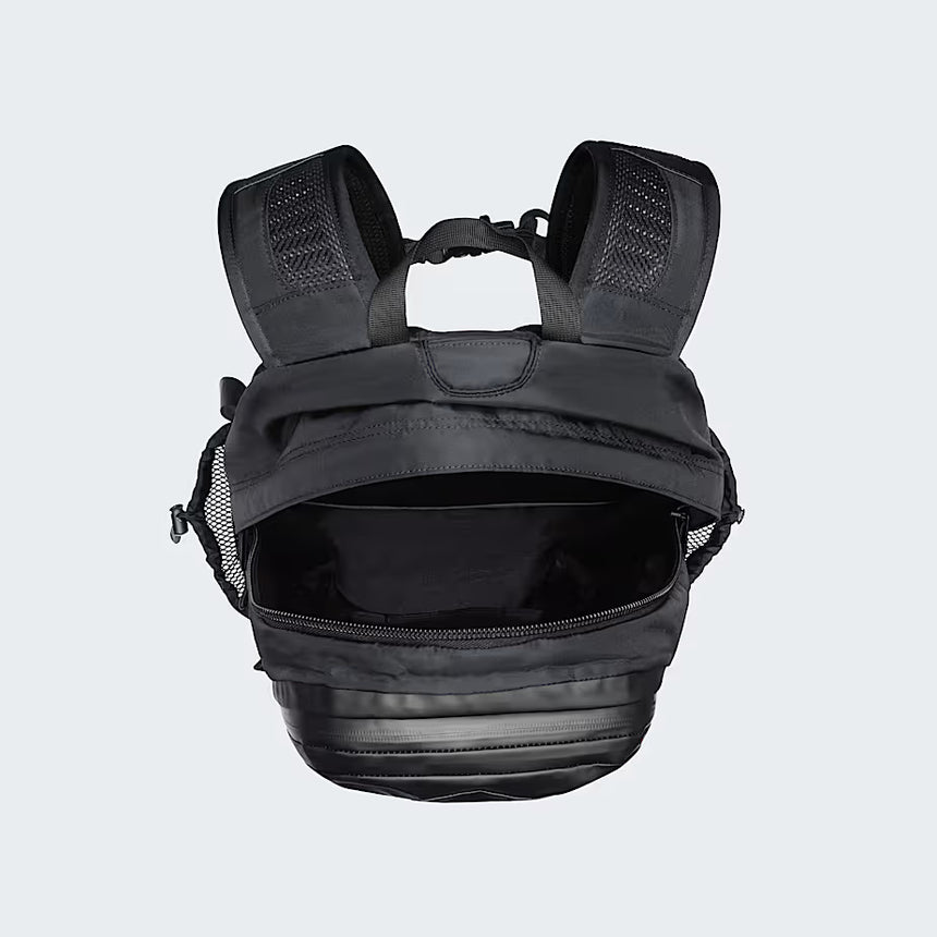 Interior view of The North Face Hot Shot Base Camp Backpack showing fleece-lined 15-inch laptop sleeve