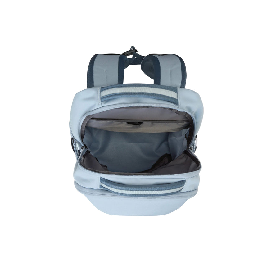 The North Face Vault Backpack Frost Grey/Gran - front compartment organisation with tablet sleeve and key hook