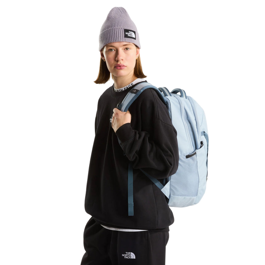 The North Face Vault Backpack Frost Grey/Gran - sternum strap and custom moulded shoulder strap detail