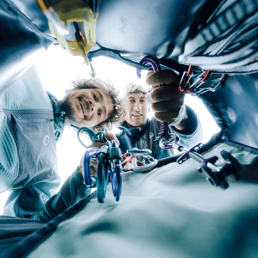 Wild Country Climbing Crag Hauler 40 Backpack Outdoor Action Black/Marsh - models looking into pack