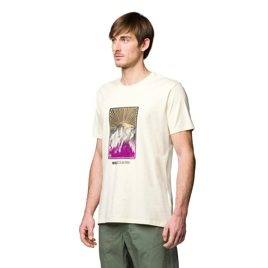 Wild Country Climbing Flow T-Shirt Man Outdoor Action Quartz - Front Angled Fit on Model