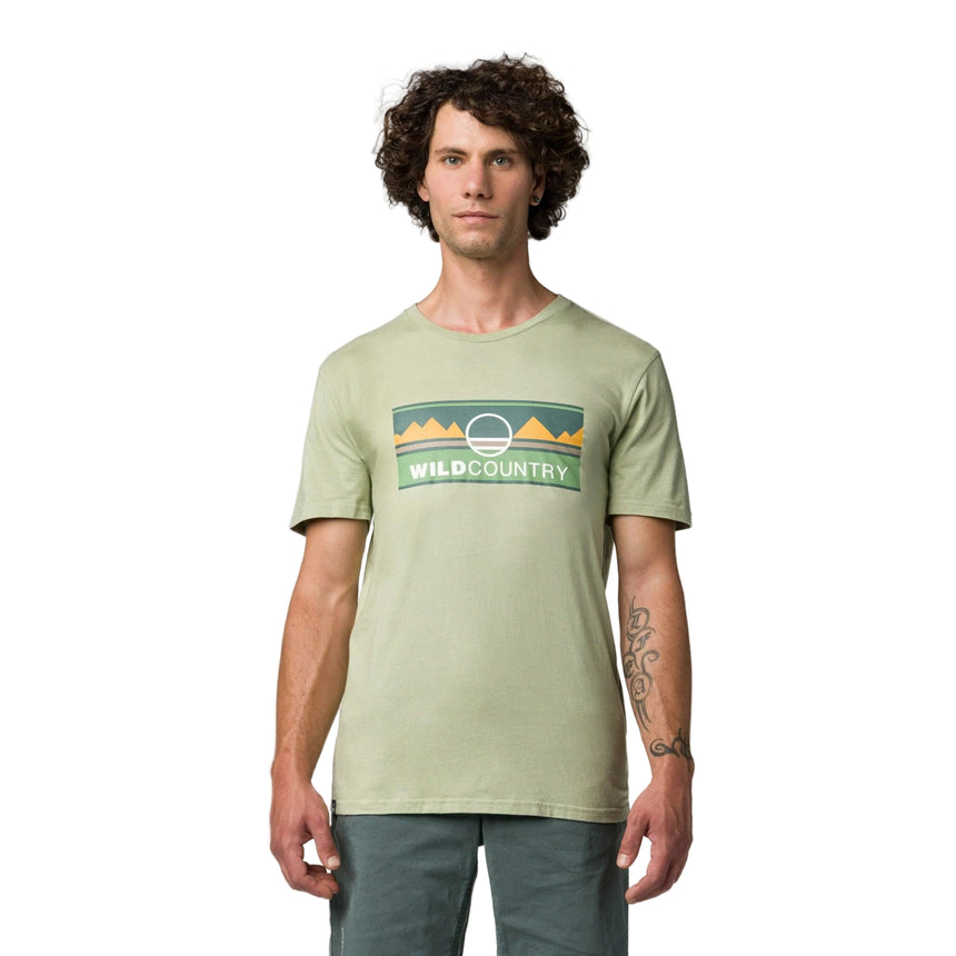 Wild Country Climbing Heritage Men's T-Shirt Jade - Front Fit on Model