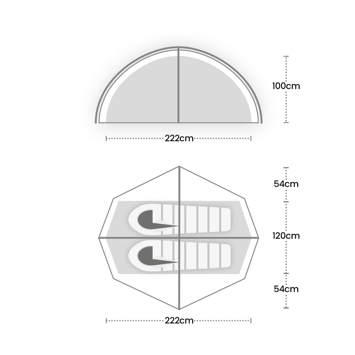 Wild Country Helm Compact 2 Tent Outdoor Action- Floorplan