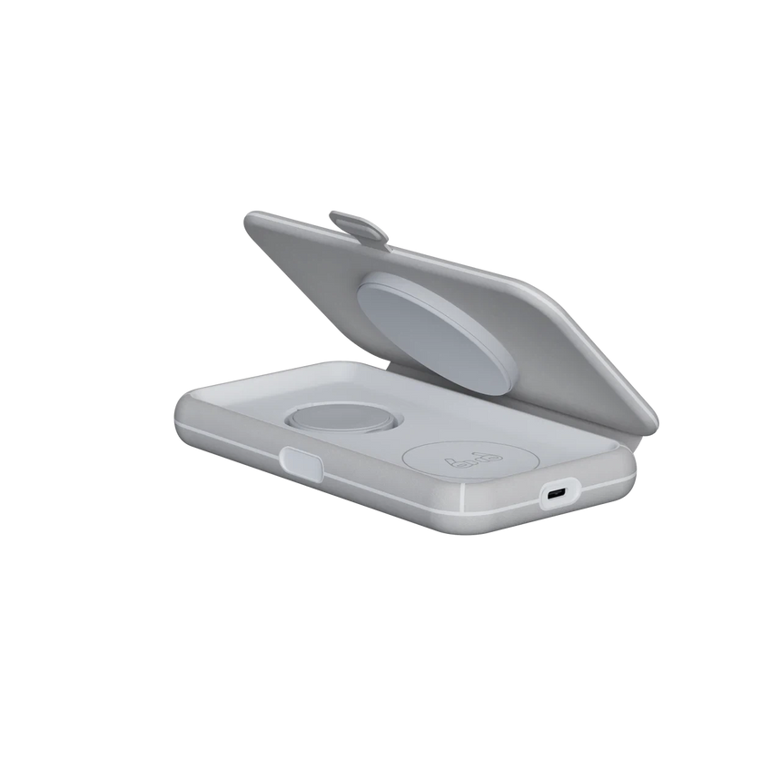 Xtorm Foldable Wireless Travel Charger 3-in-1 - Angled Half Unfolded View