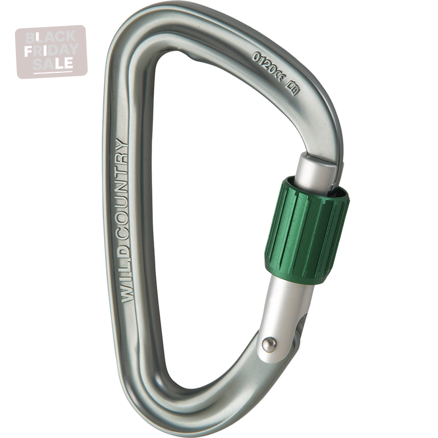 Wild Country Climbing EOS Screwgate Carabiner Outdoor Action Gunmetal/Green - Side