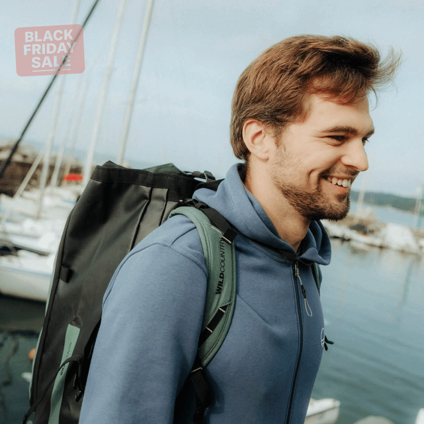 Wild Country Climbing Crag Hauler 40 Backpack Outdoor Action Black/Marsh - Product In Use