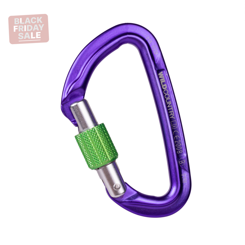 Wild Country Climbing Session Screw Gate Locking Carabiner Outdoor Action Purple/Green - Side
