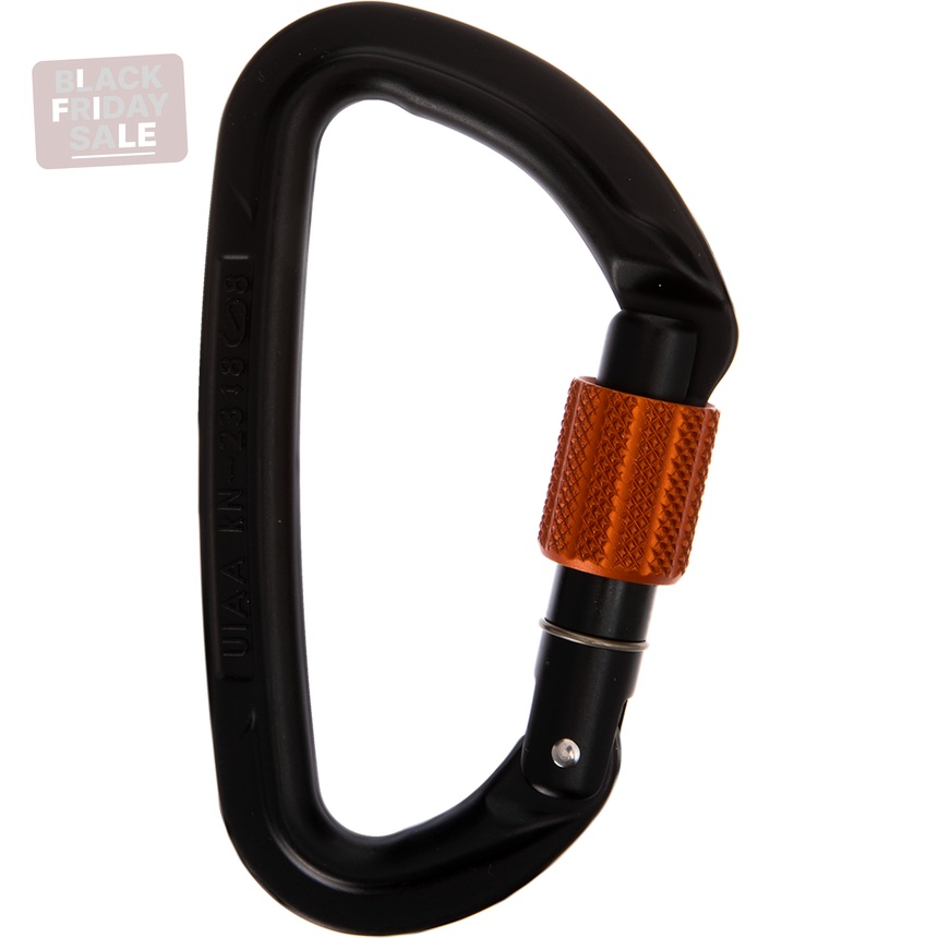 Wild Country Climbing Session Screw Gate Locking Carabiner Outdoor Action Black/Tangerine - Side