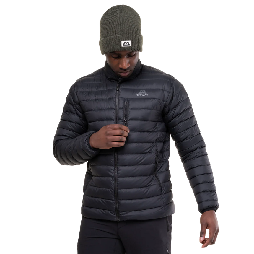 100% recycled Earthrise 20 denier outer fabric detail on Mountain Equipment Earthrise Men's Jacket in Black