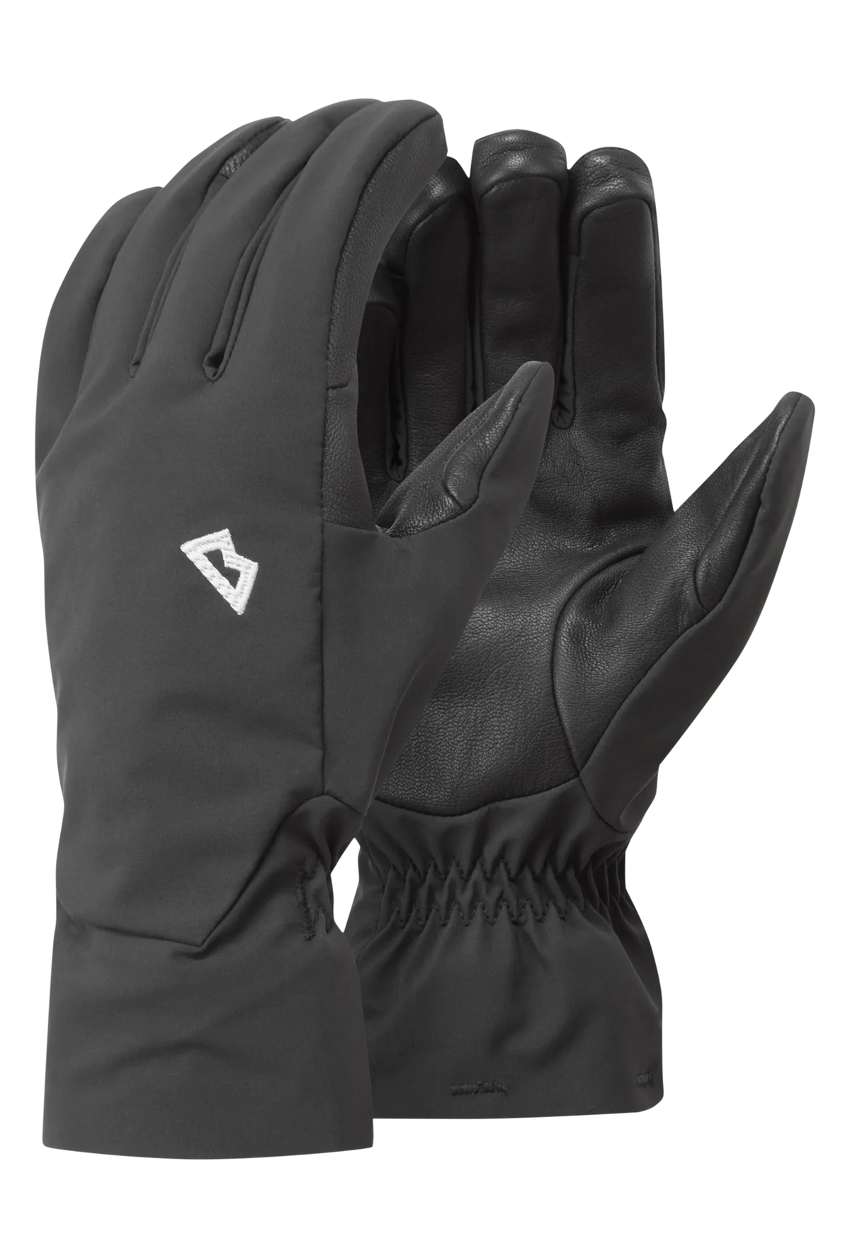 Mountain Equipment G2 Alpine Men's Glove in Black/Black - front view showing EXOLITE XP softshell fabric