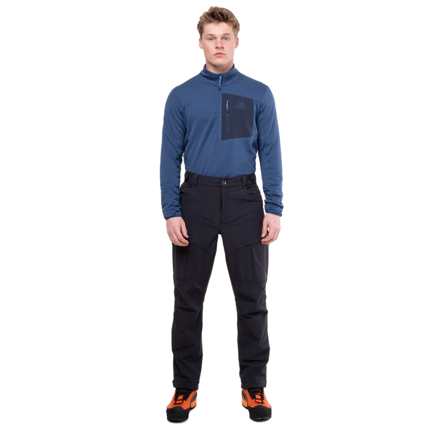 Mountain Equipment Ibex Pro Men's Pant in Black - right side view showing Mountain Fit