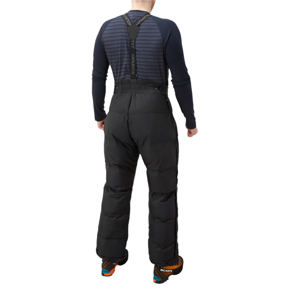 Mountain Equipment Lightline Men's Pant in Black - back view showing stitch-through baffle construction and 700 fill power Pure Down insulation