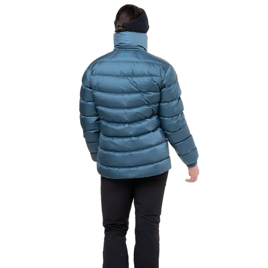 Zip-off Mountain Insulated Hood detail on Mountain Equipment Lightline Women's Jacket in Stellar Blue