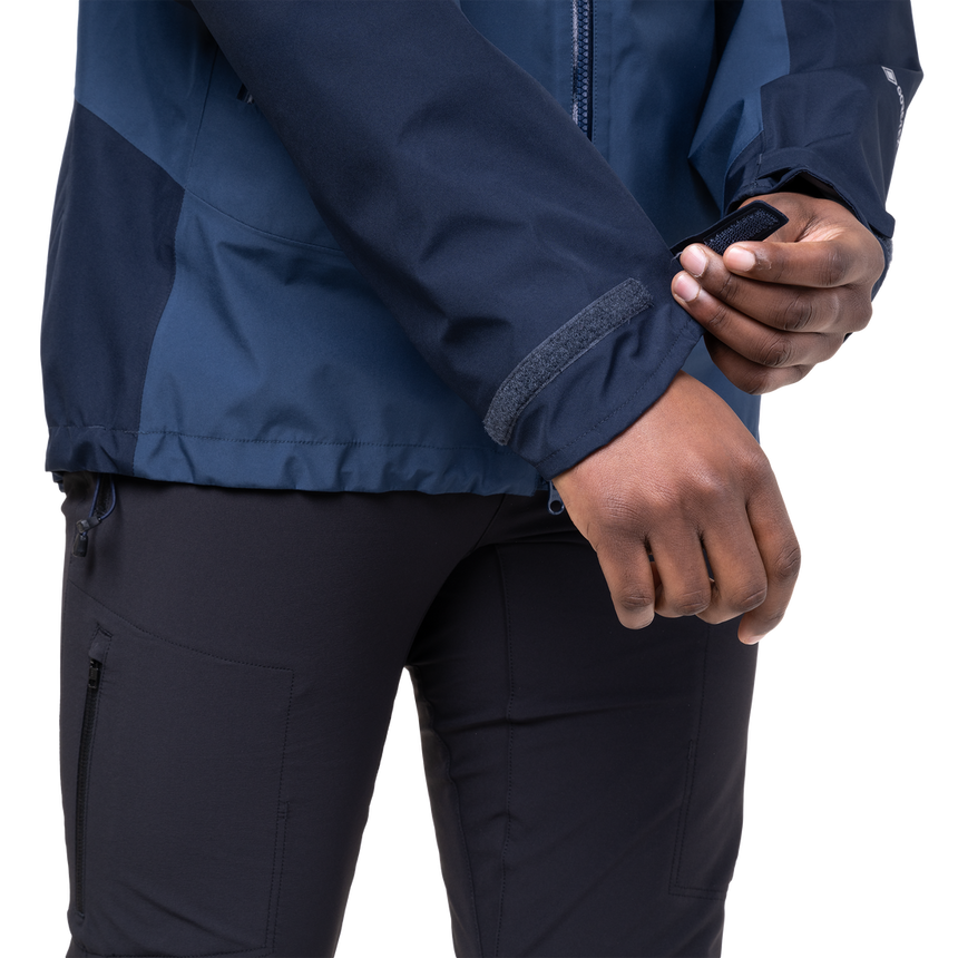 Adjustable laminated cuff detail on Mountain Equipment Saltoro GORE-TEX Men's Jacket in Dusk/Cosmos