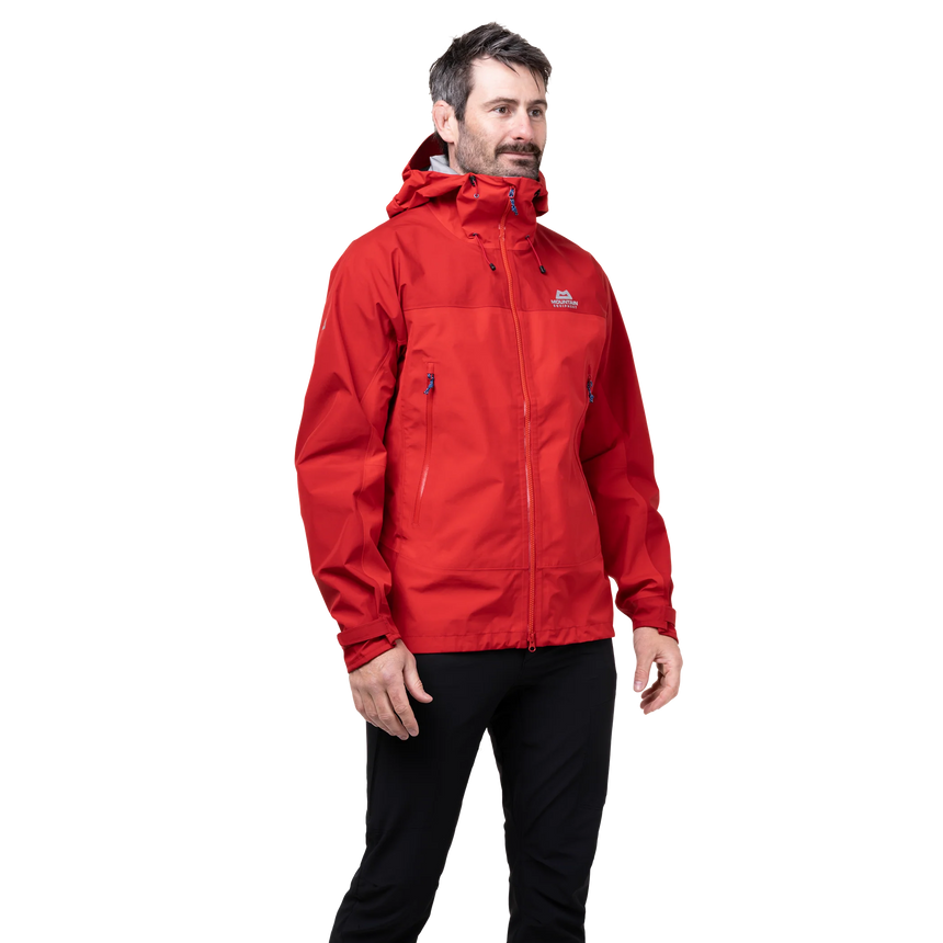 Mountain Equipment Saltoro GORE-TEX Men's Jacket in Imperial Red/Crimson - front view showing next-gen GORE-TEX ePE membrane and Alpine fit construction