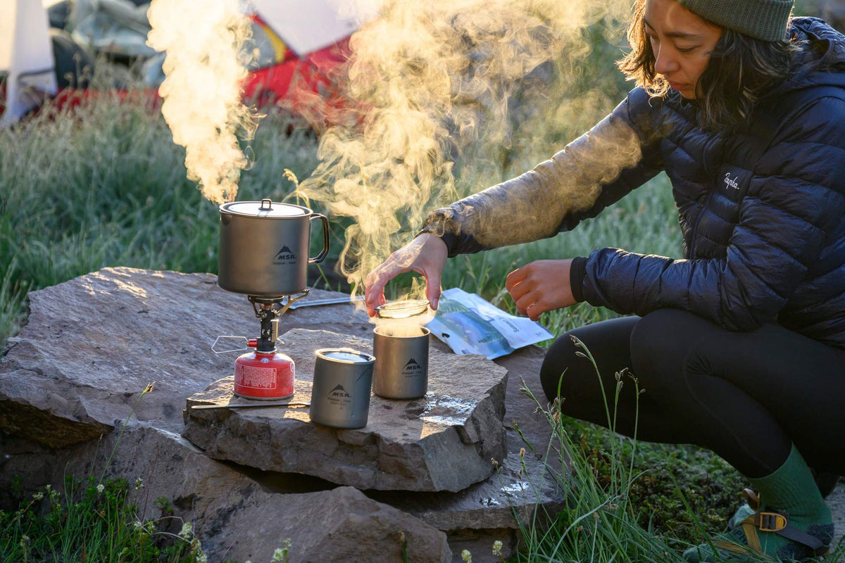 MSR Titan Double Wall Mug on a bikepacking trip