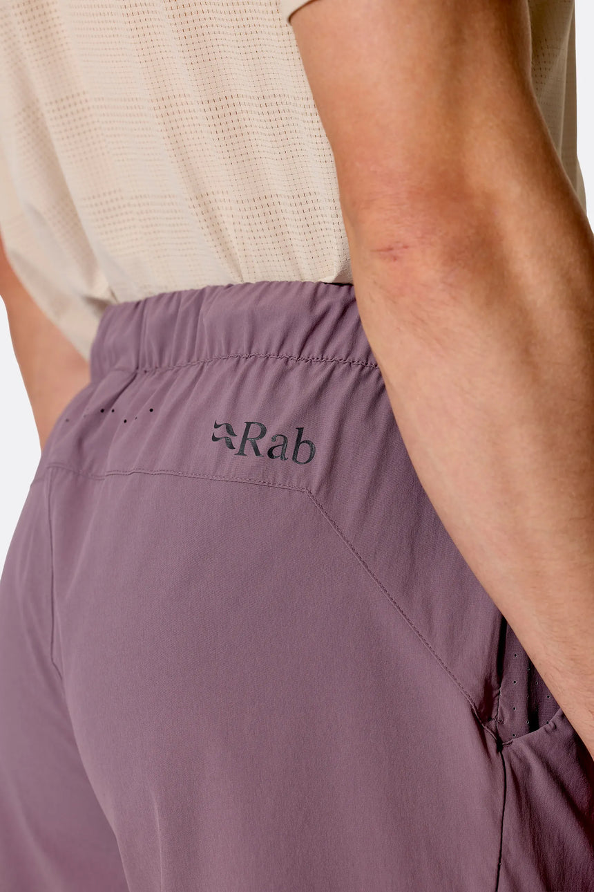 Rab Men's Momentum Shorts in Dark Iris (Reference) - worn, waistband detail