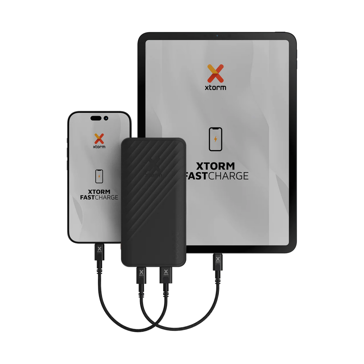 Xtorm Go2 20000mAh portable power bank in black with USB-A and USB-C ports