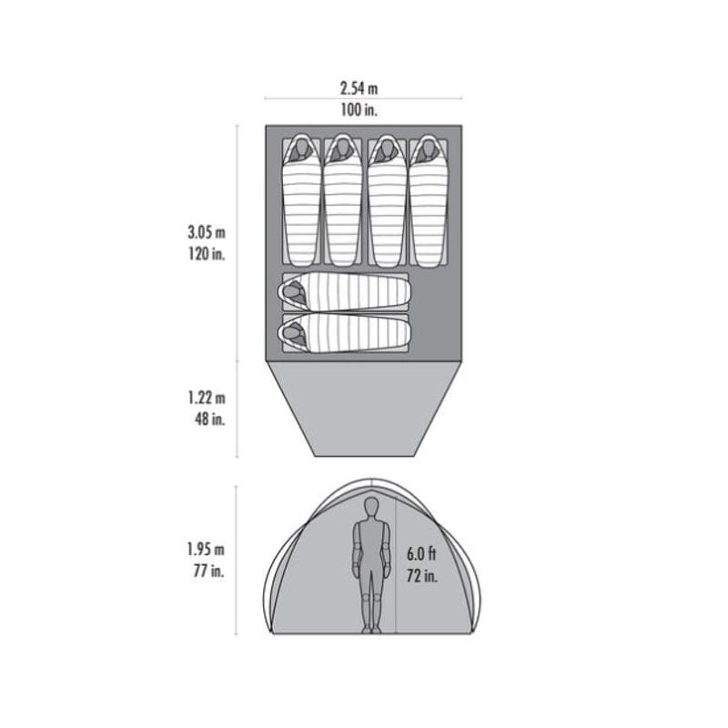 MSR Habitude 6 Family & Group Camping Tent Outdoor Action- Tent Dimensions