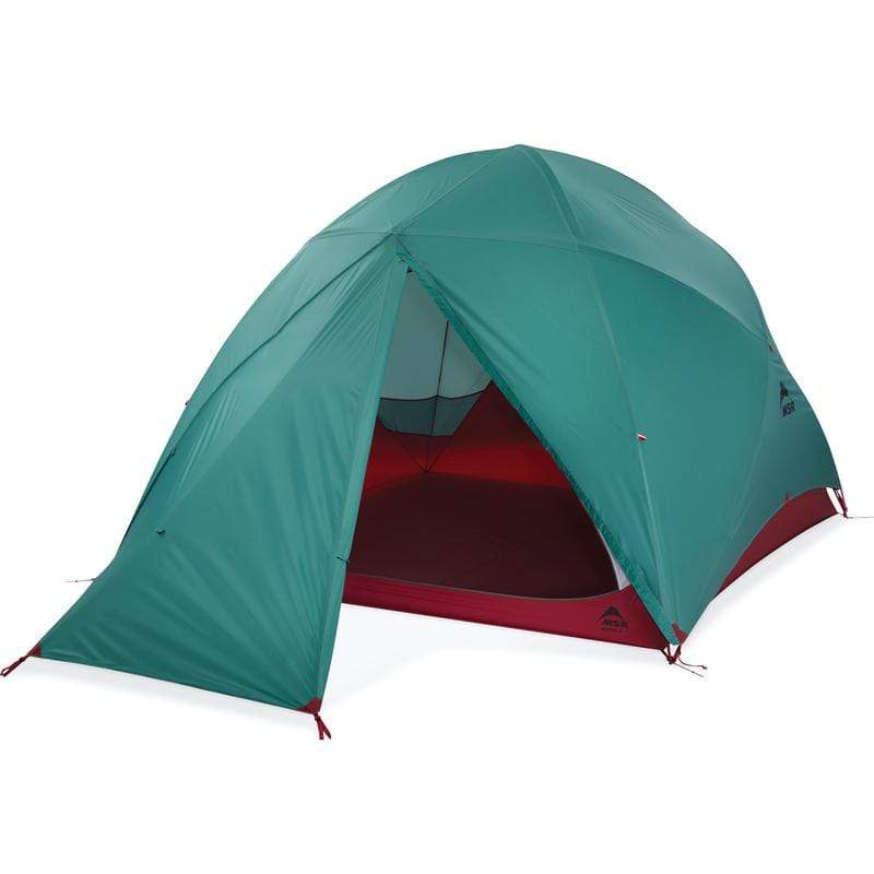 MSR Habitude 6 Family & Group Camping Tent Outdoor Action- fly open