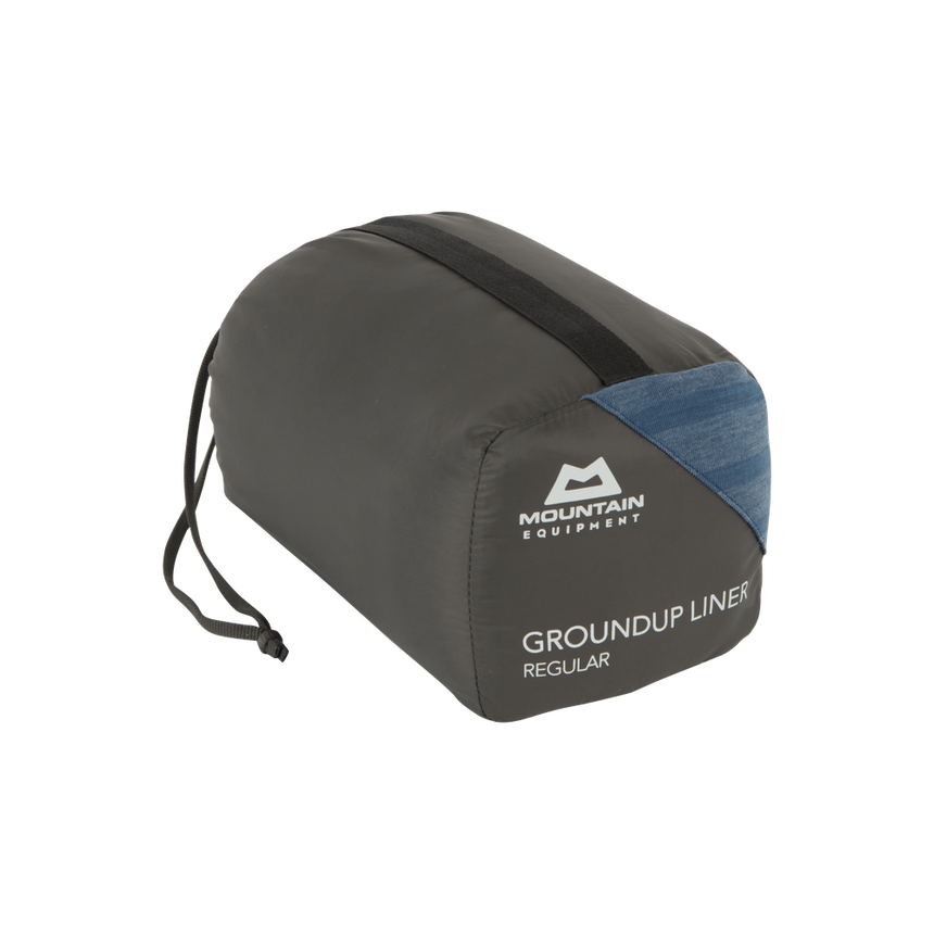 Mountain Equipment Groundup Mummy Sleeping Bag Liner Denim Blue Stripe- Stuff Sack