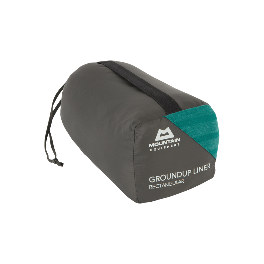 Mountain Equipment Groundup Rectangular Sleeping Bag Liner Spruce Stripe- Stuff sack