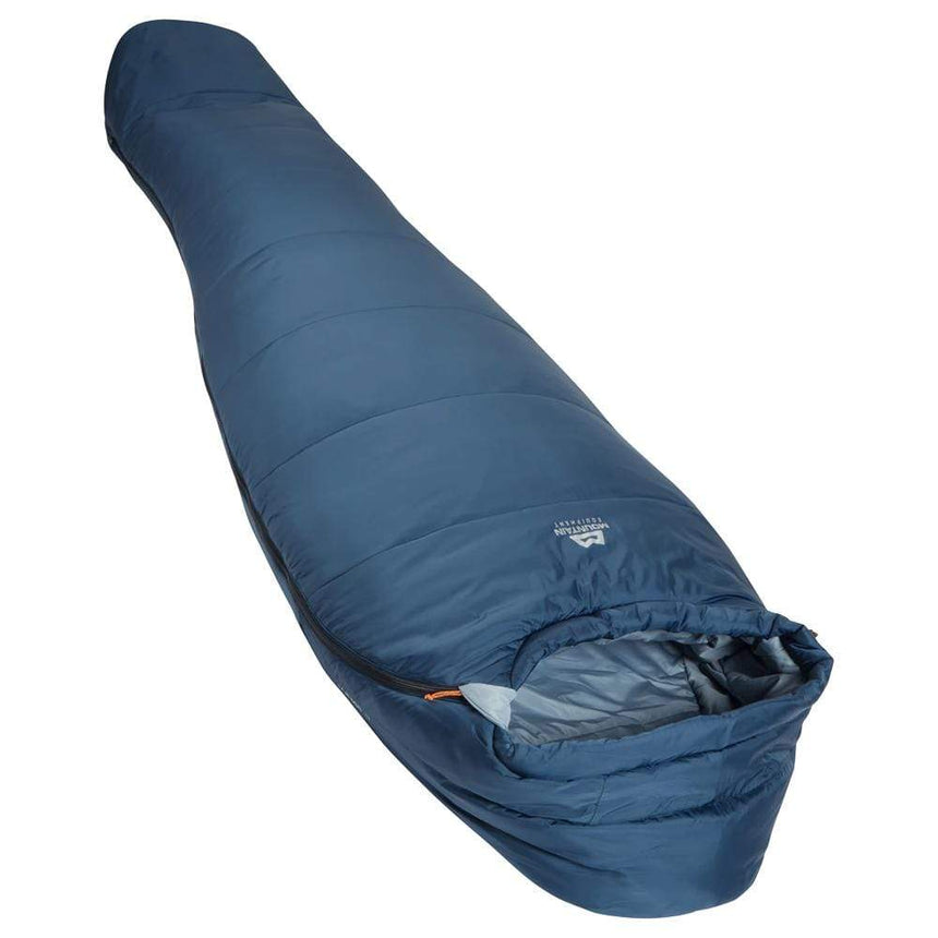 Mountain Equipment Lunar II Sleeping Bag (-2°C/28°F) Outdoor Action Denim Blue- Full Length (Angled)