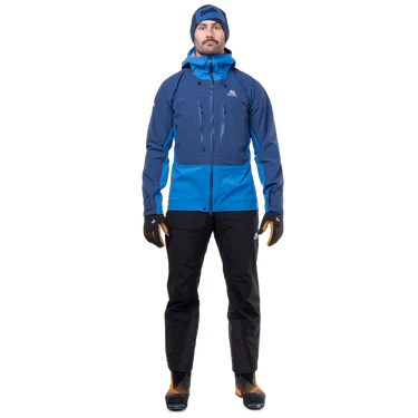 Mountain Equipment Orion Men's Jacket Outdoor Action Atlantic/Admiral- Front Fit on Model