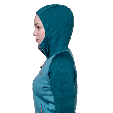 Mountain Equipment Eclipse Hooded Women's Jacket Outdoor Action Topaz/Medieval- Hood