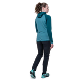 Mountain Equipment Eclipse Hooded Women's Jacket Outdoor Action Topaz/Medieval- Back Fit