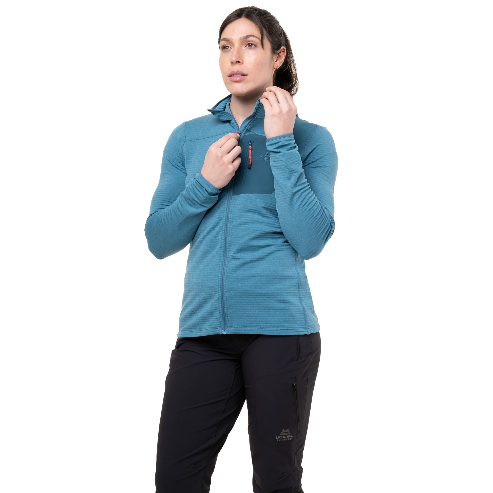 Mountain Equipment Lumiko Hooded Women's Jacket in Stellar/Majolica - Full Length Front