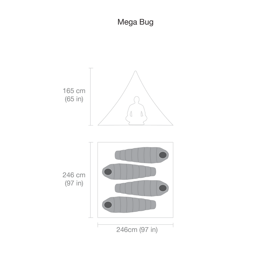 Black Diamond Mega Bug 4P Tent Outdoor Action- Size Guide