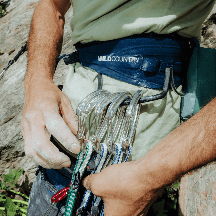 Wild Country Climbing Mosquito Pro Harness Outdoor Action Navy - Product In Use