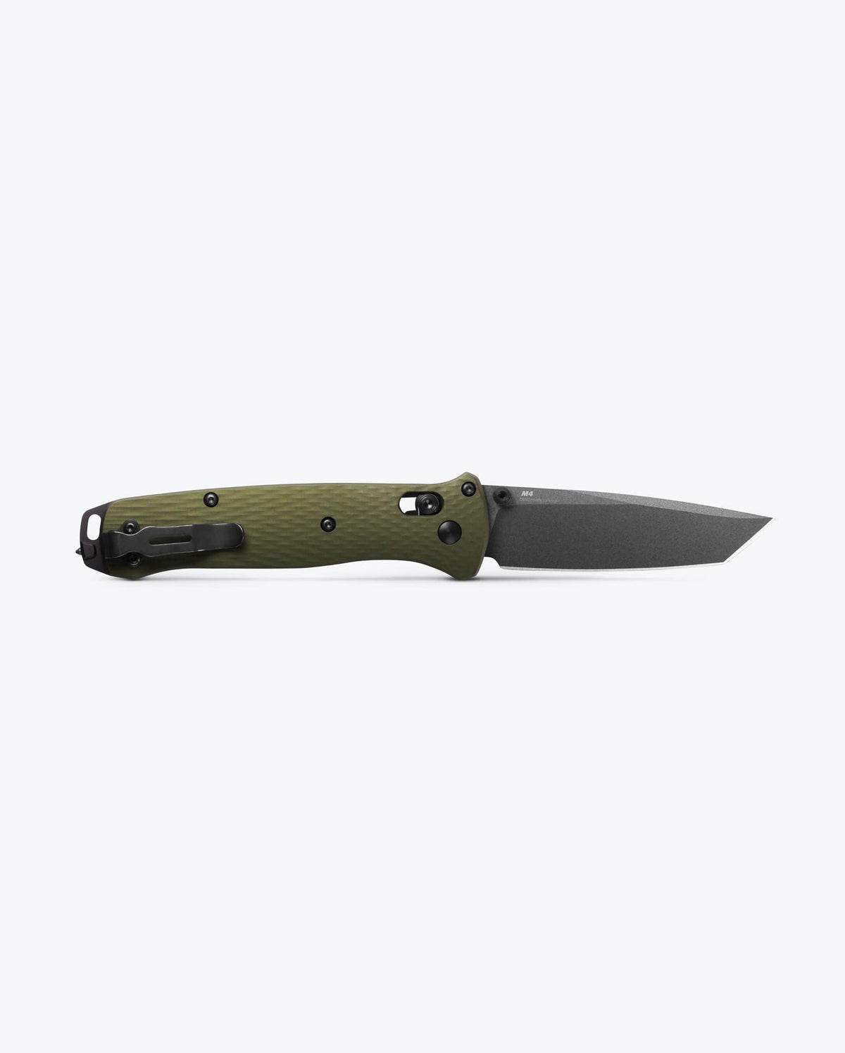 Benchmade Bailout 537GY-1 woodland green aluminium knife, reverse open view