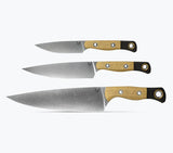 Benchmade 4000-02 three-piece kitchen knife set in Maple Valley Richlite, upright set