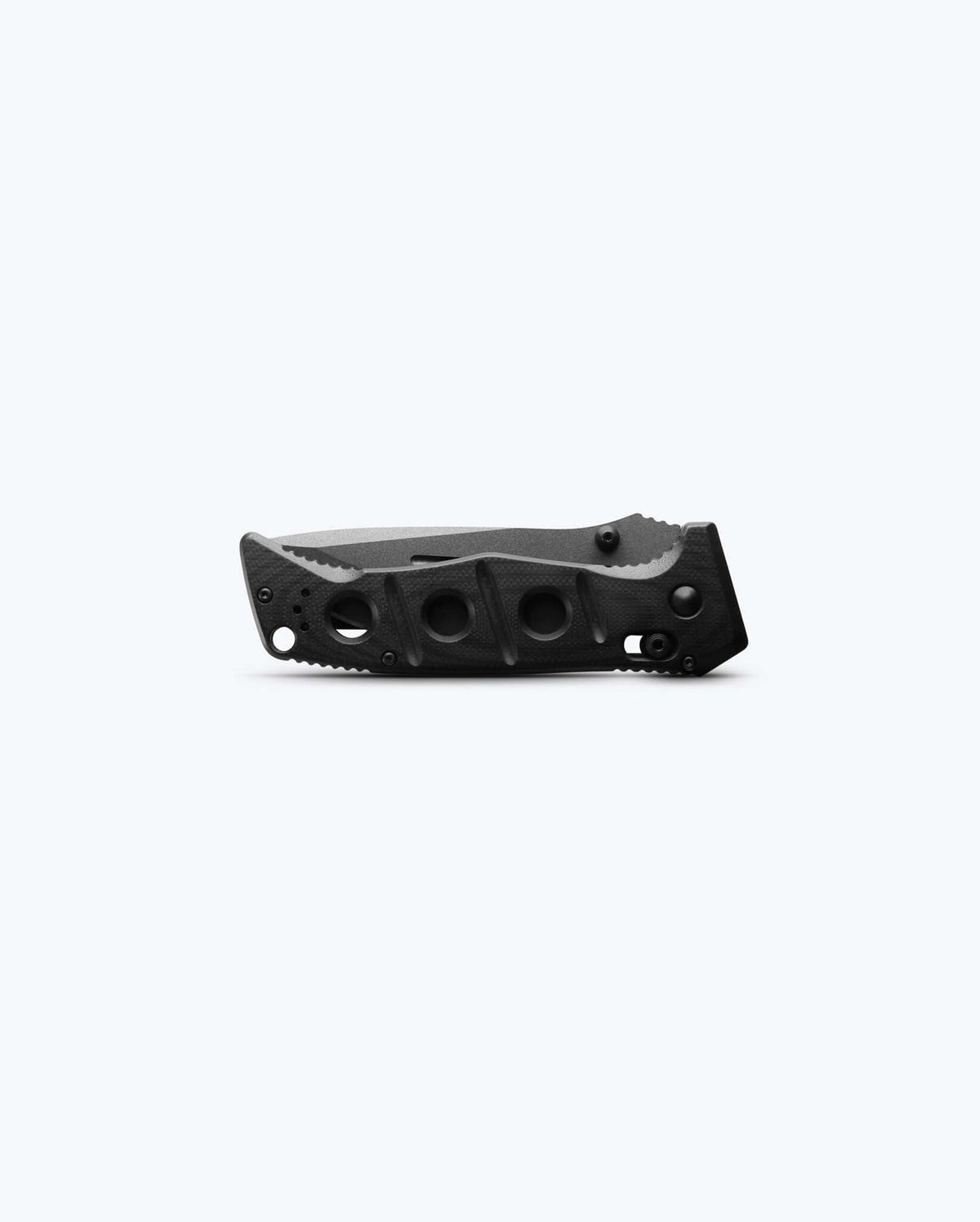 Benchmade Adamas 275SGY-03 black G10 serrated folding knife, closed view