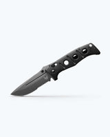 Benchmade Adamas 275SGY-03 black G10 serrated folding knife, angled open view