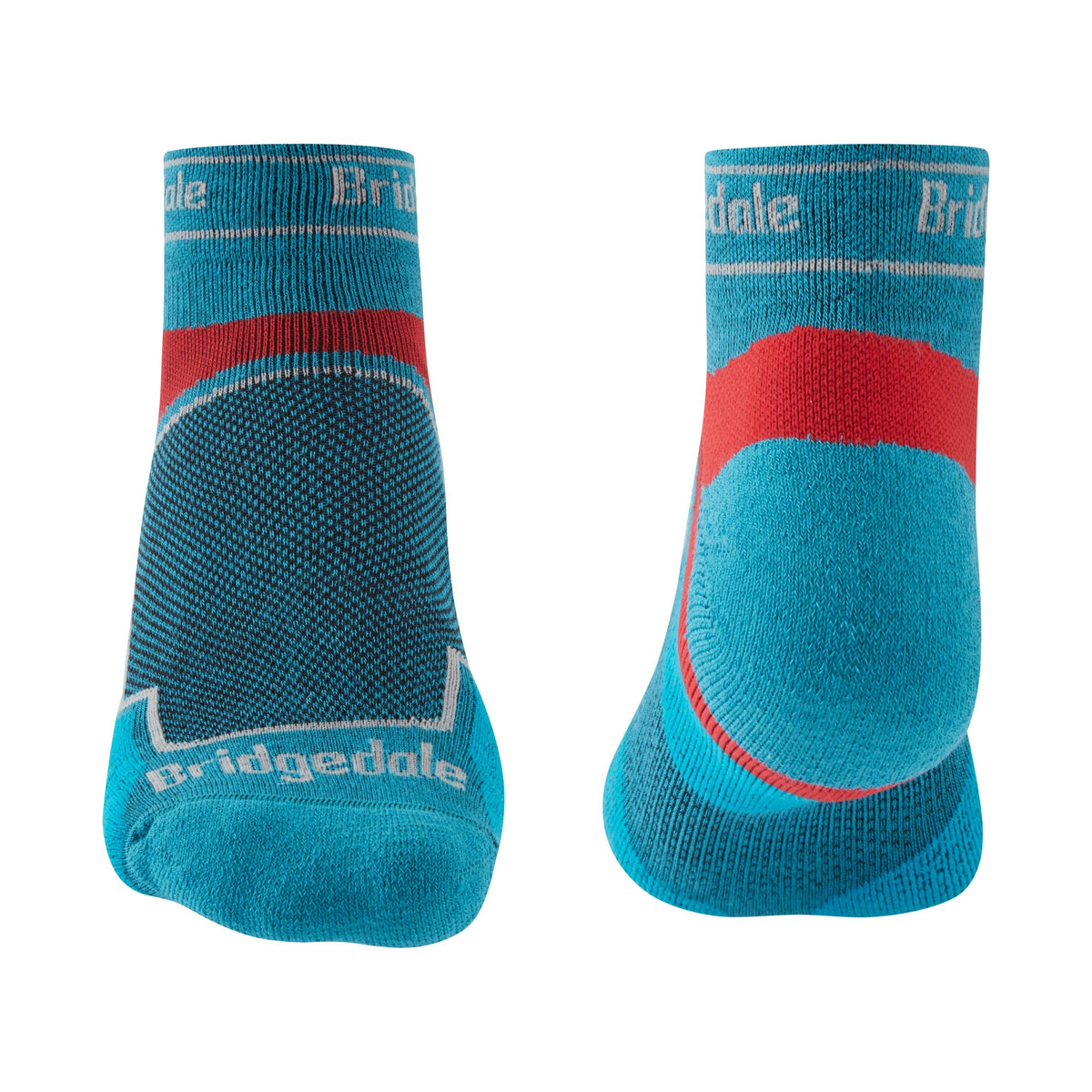 Bridgedale Men's Trail Run Ultra Light T2 Coolmax Sport Low Socks in Blue - front and back